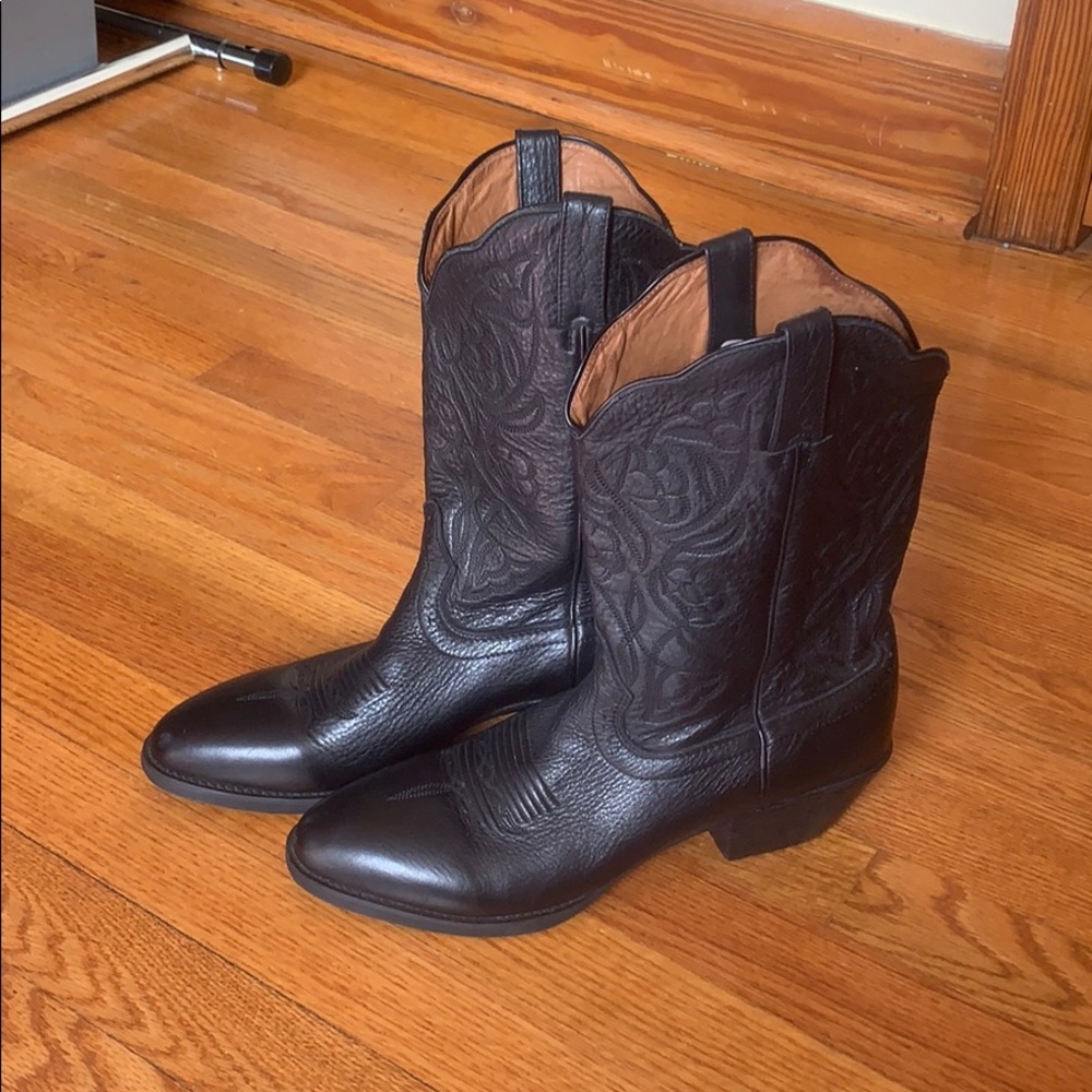 Roadwolf Black Leather Cowboy Boots - Size 9